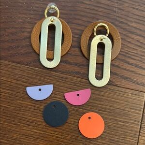 STELLA and DOT Color Pop Interchangeable Leather Earring Set NIB